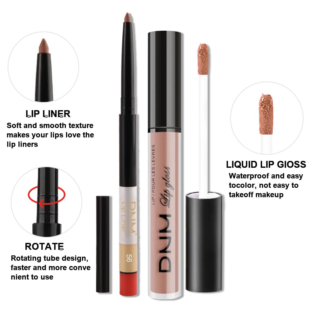 evpct 2Pcs Nude Pink Matte Lip Liner and Lipstick Combo Set for Women, Nude Lip Combo Set Liquid