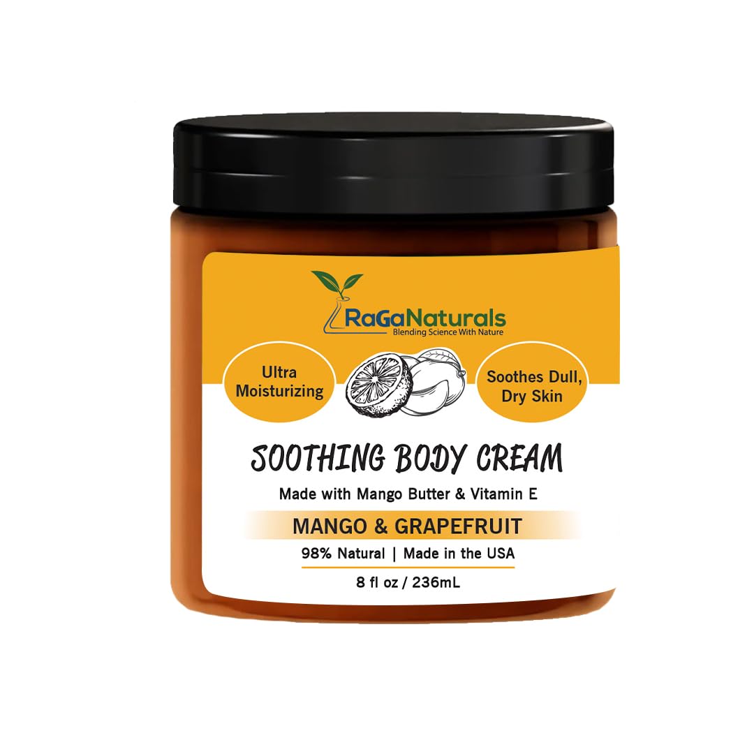 RaGaNaturals Mango Butter Hand & Body Cream for Dry Skin - All Natural, Tropical, Smell Good