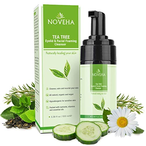 NOVEHA Tea Tree Oil Foaming Gentle Cleanser | Therapeutic Daily Skincare For Eyelash & lids, Eye
