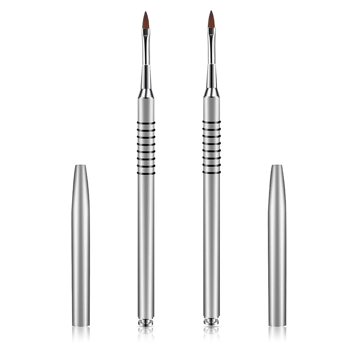 2 Pack 3D Nail Art Brush for Acrylic, Kolinsky Acrylic Nail Brushes Set, Nail Lining Brush Nail