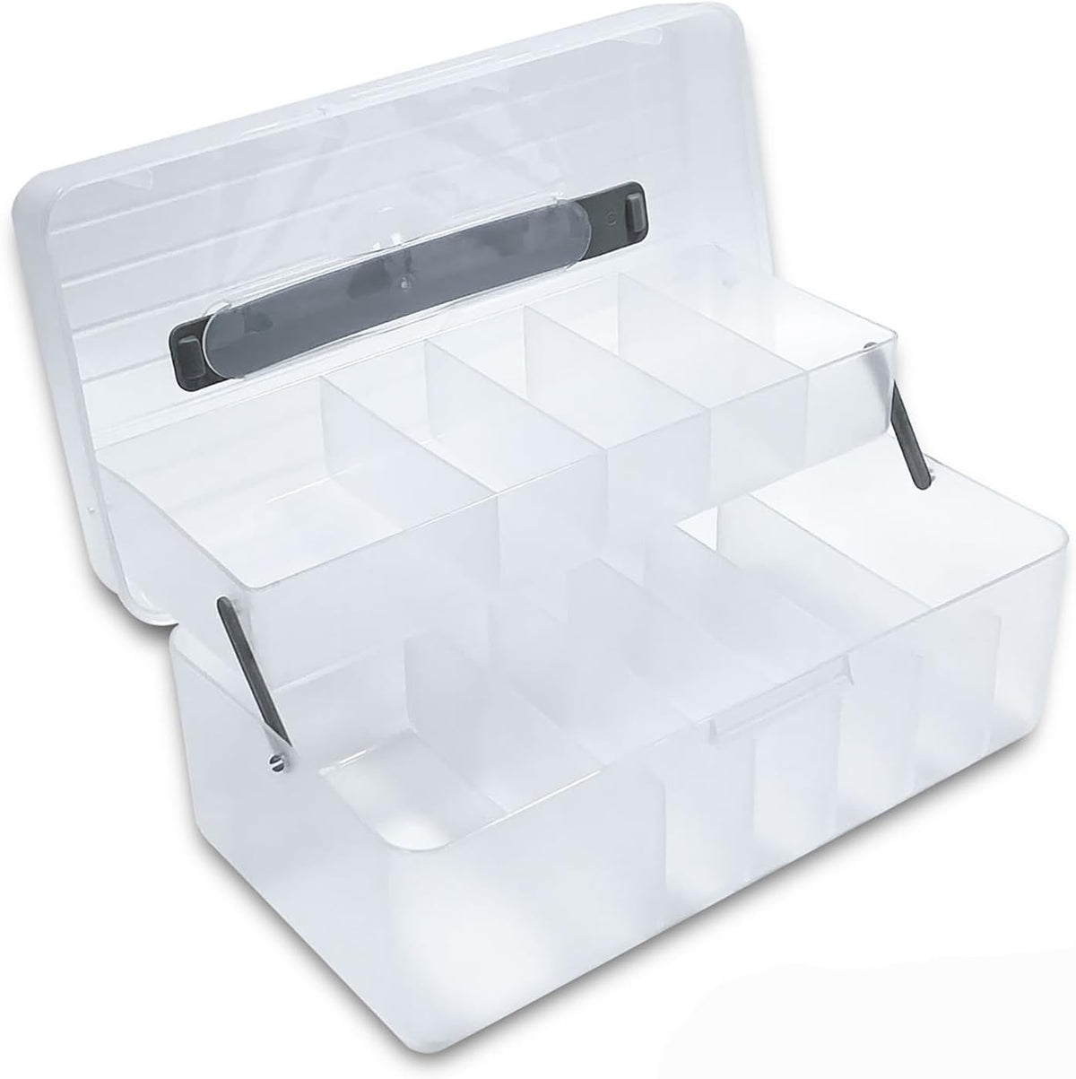 Large Bandage Organizer with Lid, Plastic 2 Tiers Container for Home Medicine Cabinet, Office