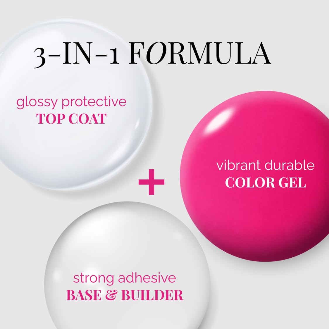 NAILOG One Step Hot Pink Gel Nail Polish 12ml Top Coat Color Gel Base 3-In-1 Formula Soak Off UV