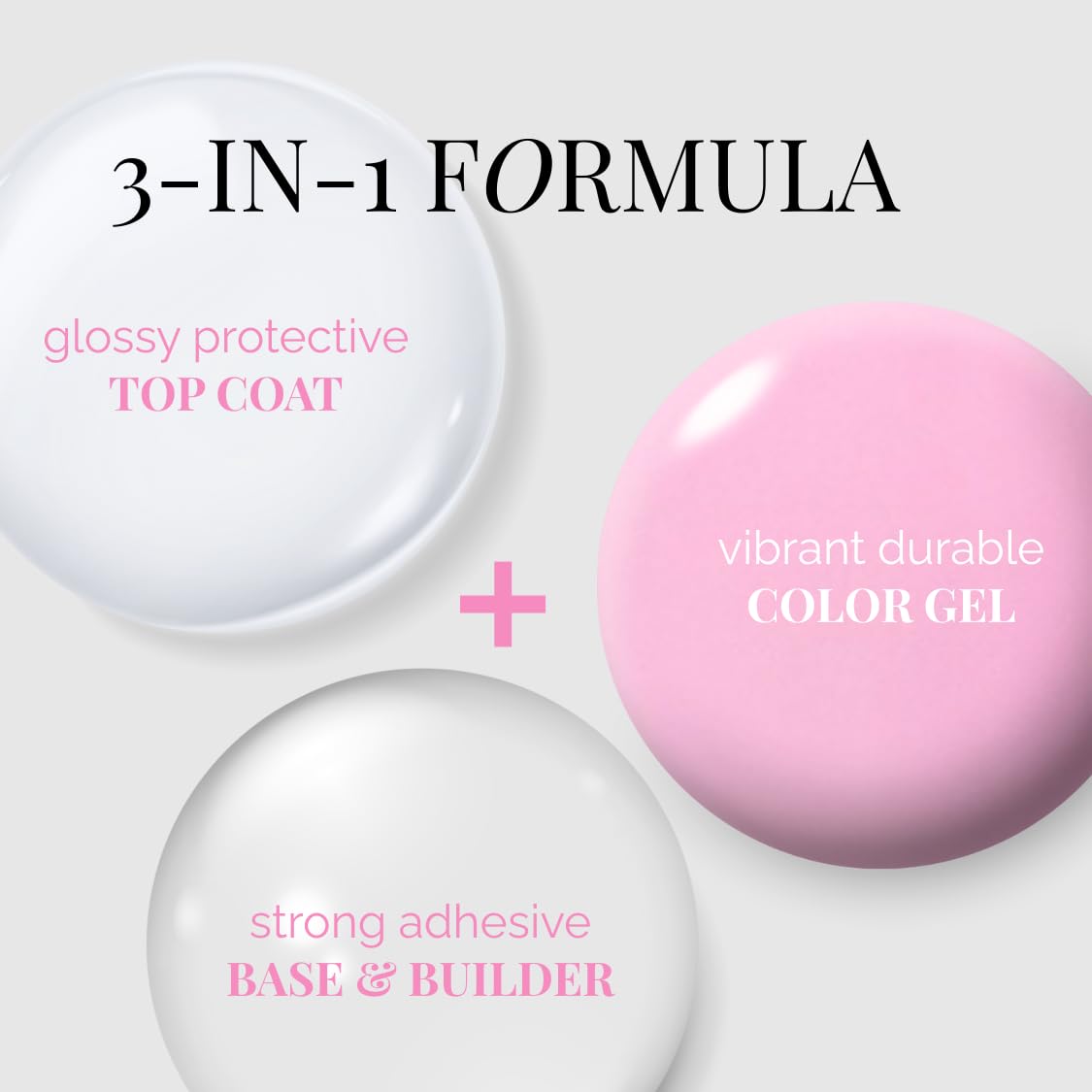 NAILOG One Step Baby Pink Gel Nail Polish 12ml Top Coat Color Gel Base 3-In-1 Formula Soak Off UV