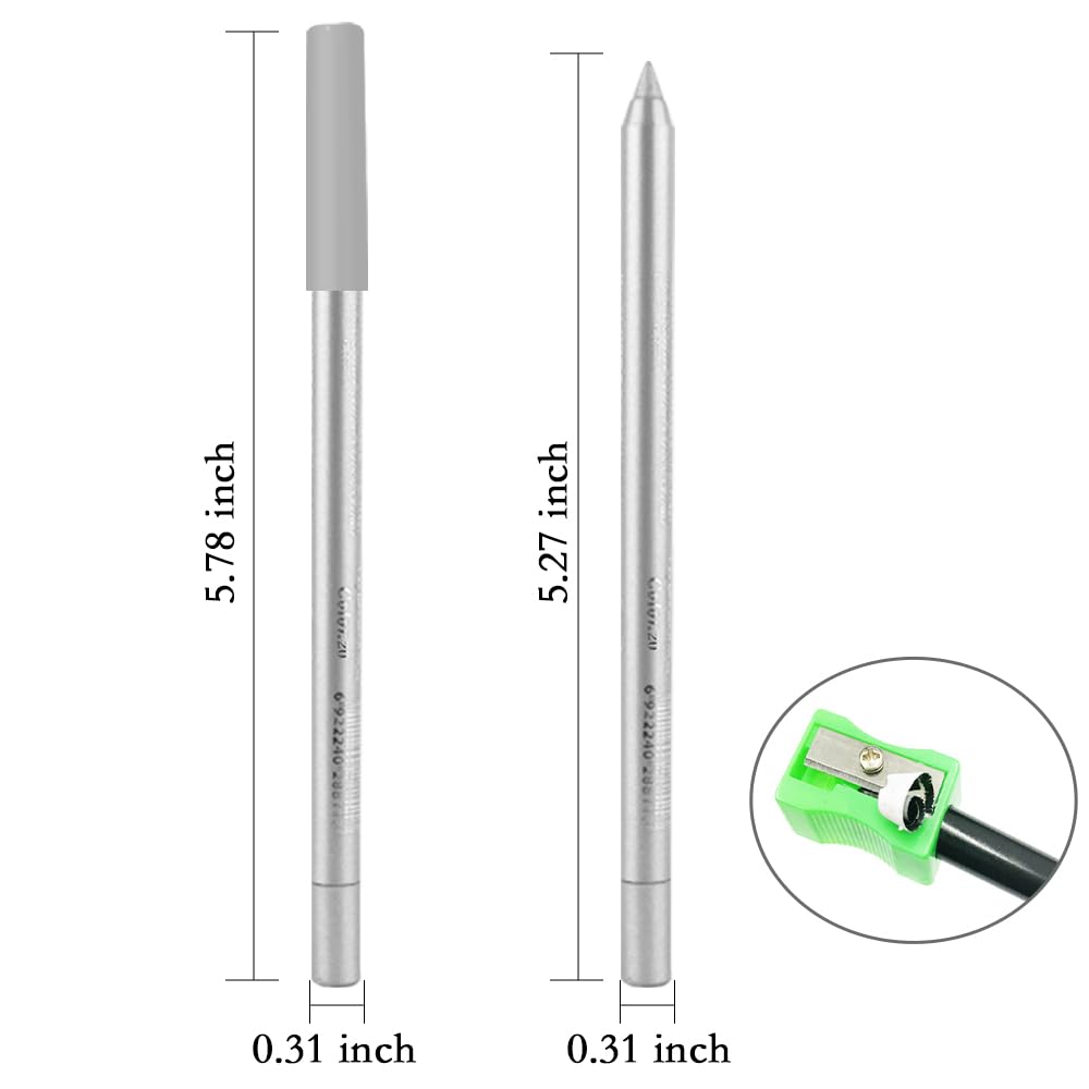 Kaely Gel Eyeliner Pencil for Women, Silver Eye Liner Waterproof Smudge Proof with Sharpener