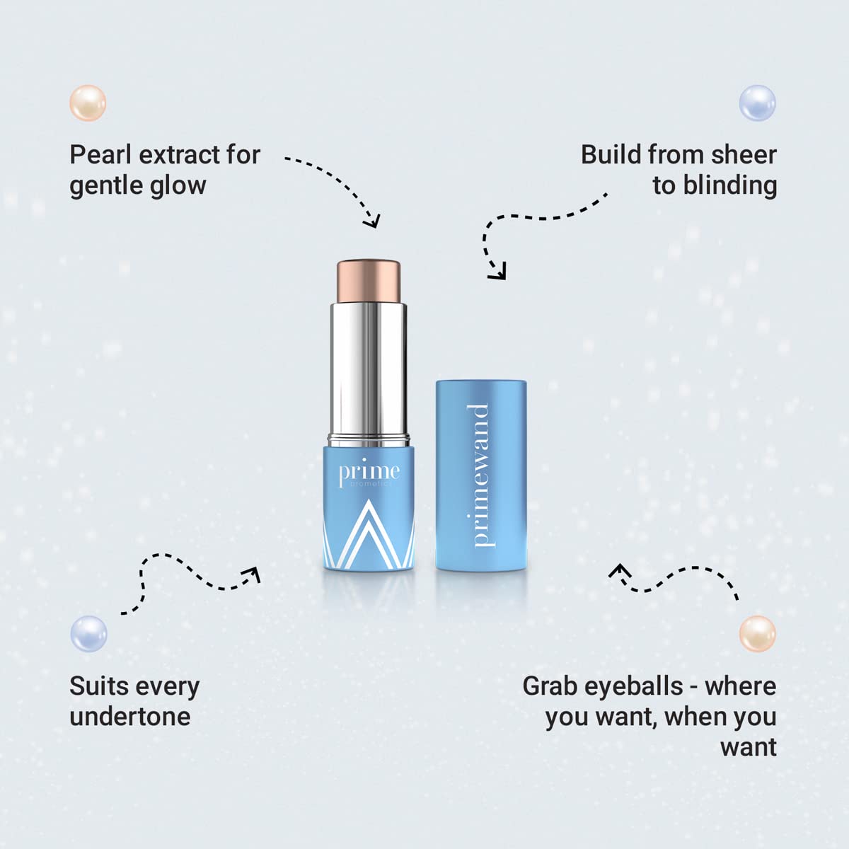 PrimeWand Pearl Stunning & Natural Pro-Age Makeup Highlighter Stick for Mature Women Infused With