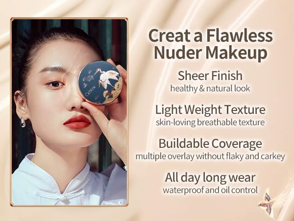 Catkin Phoenix Cushion Foundation Buildable Coverage Anti-Aging Serum Makeup, Sheer Satin Finish