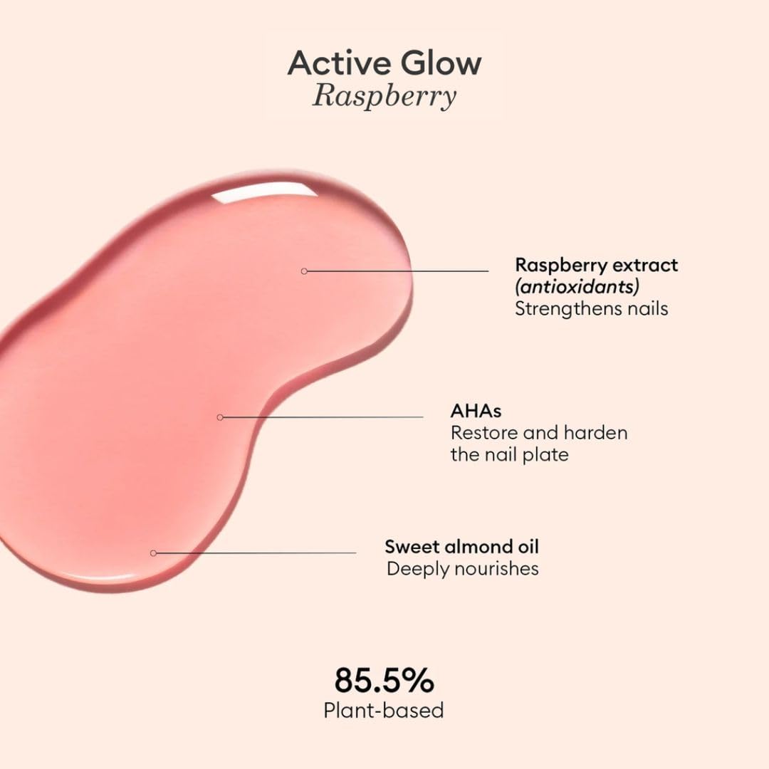 Manucurist Active Glow Raspberry Nail Polish & Care - Ultra-Glowy 2 in 1 Nail Concealer & Care
