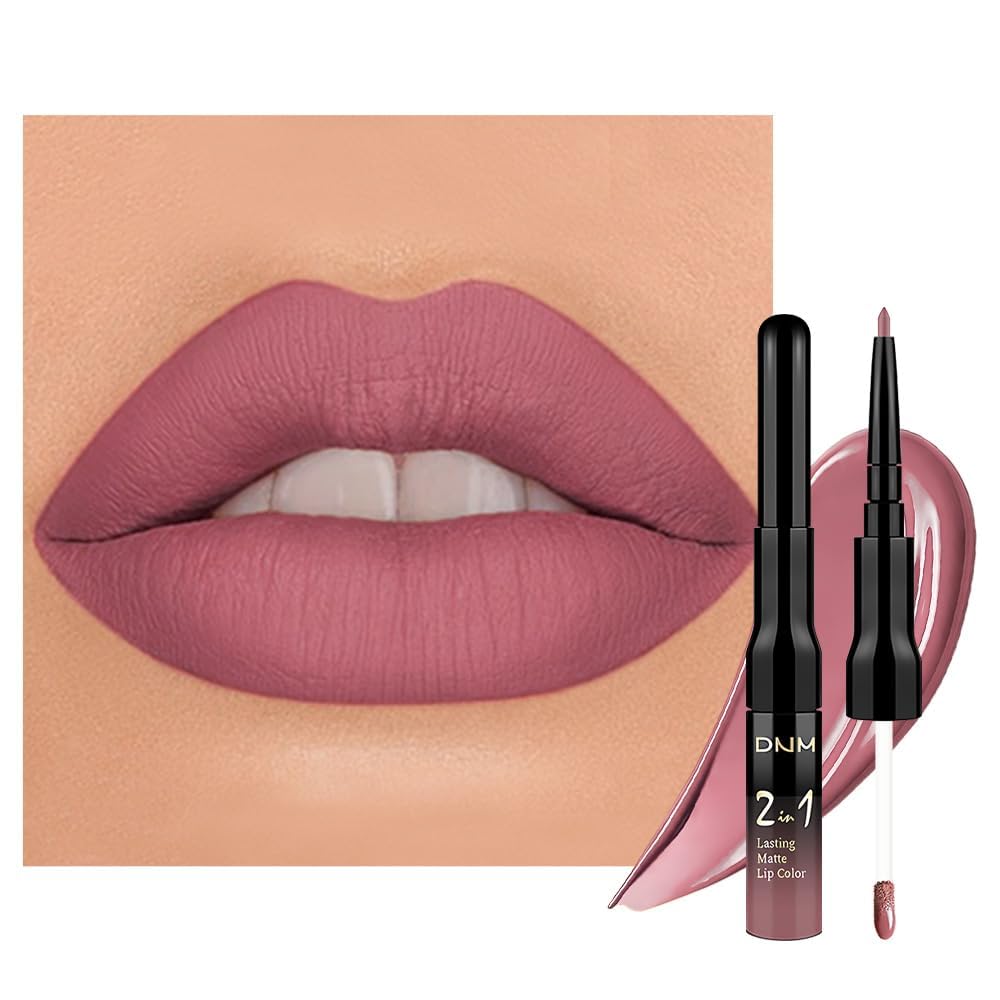 evpct 1Pcs Mauve Matte Lip Liner Stain Liquid Lipstick Makeup Set for Women, Mauve Lip Stick Liner