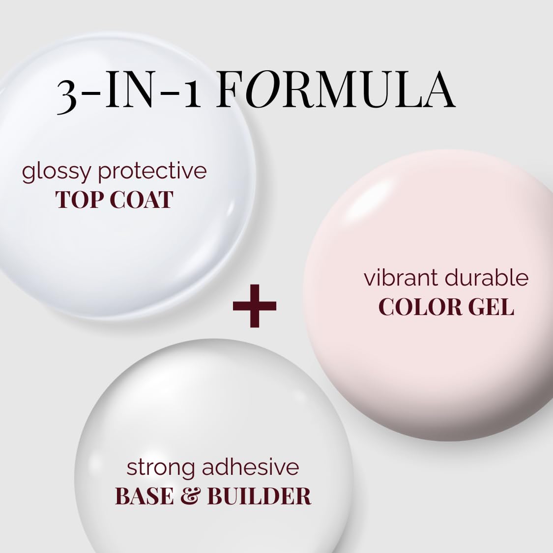 NAILOG One Step Light Pink Gel Nail Polish 12ml Top Coat Color Gel Base 3-In-1 Formula Soak Off UV