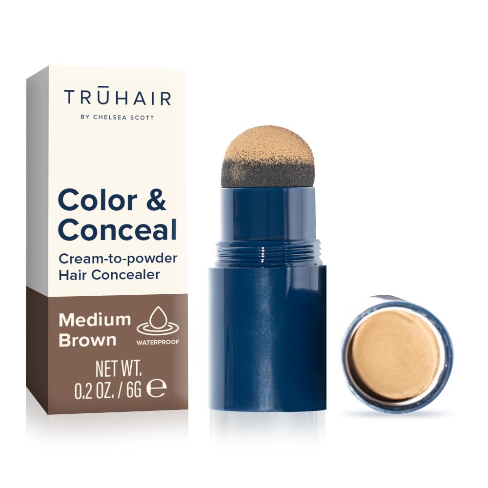 TRUHAIR Color & Conceal Waterproof Root Touch Up Hair Color Concealer - Hair Cover up for Gray