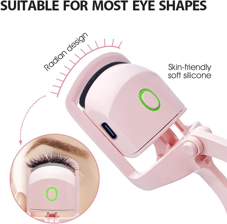 Heated Eyelash Curler with USB,Fast Heat up & 24H Long-Lasting,Rechargeable Electric Lash