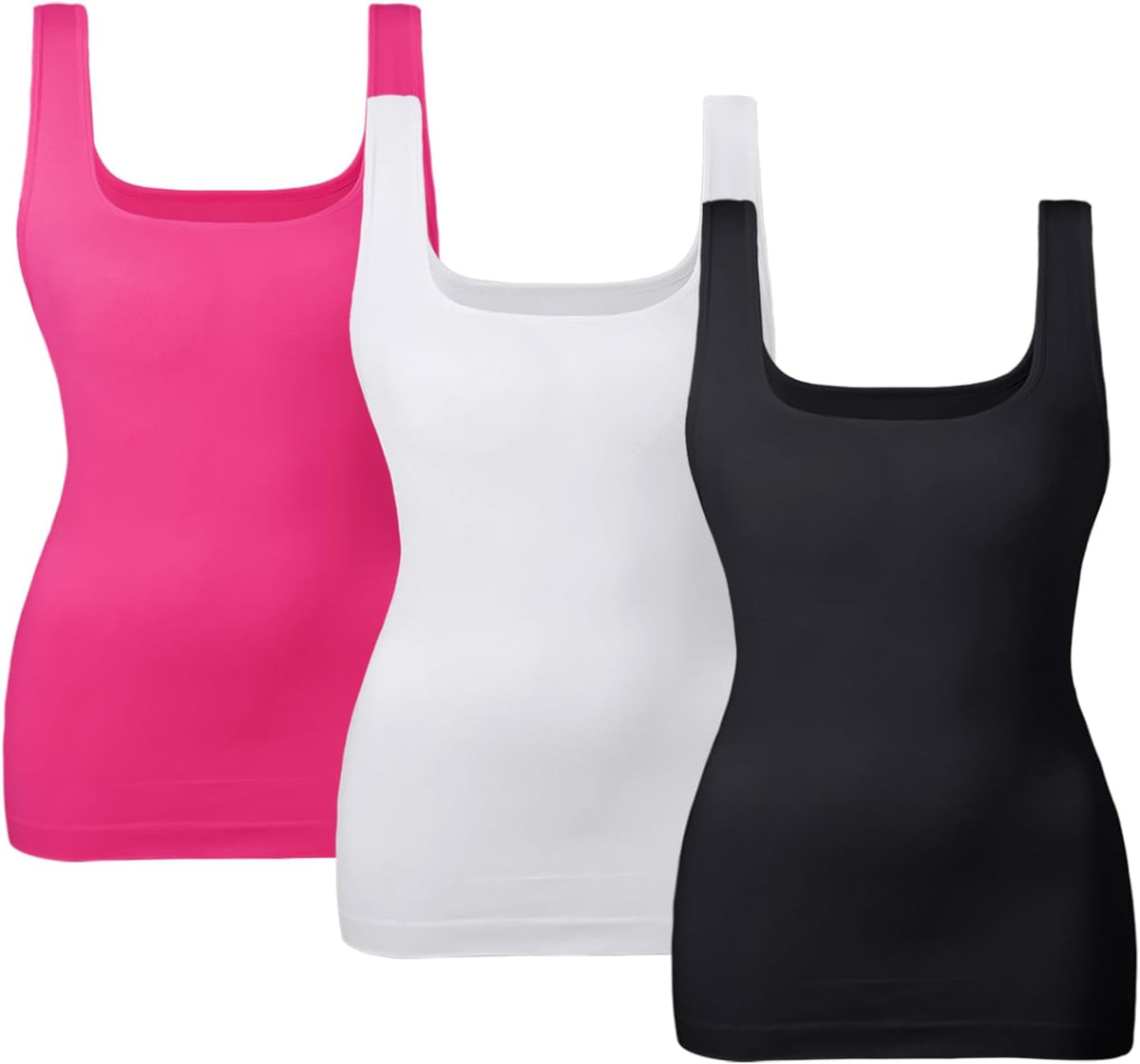 EUYZOU Women's Tummy Control Shapewear Tank Tops Seamless Square Neck Compression Tops Slimming