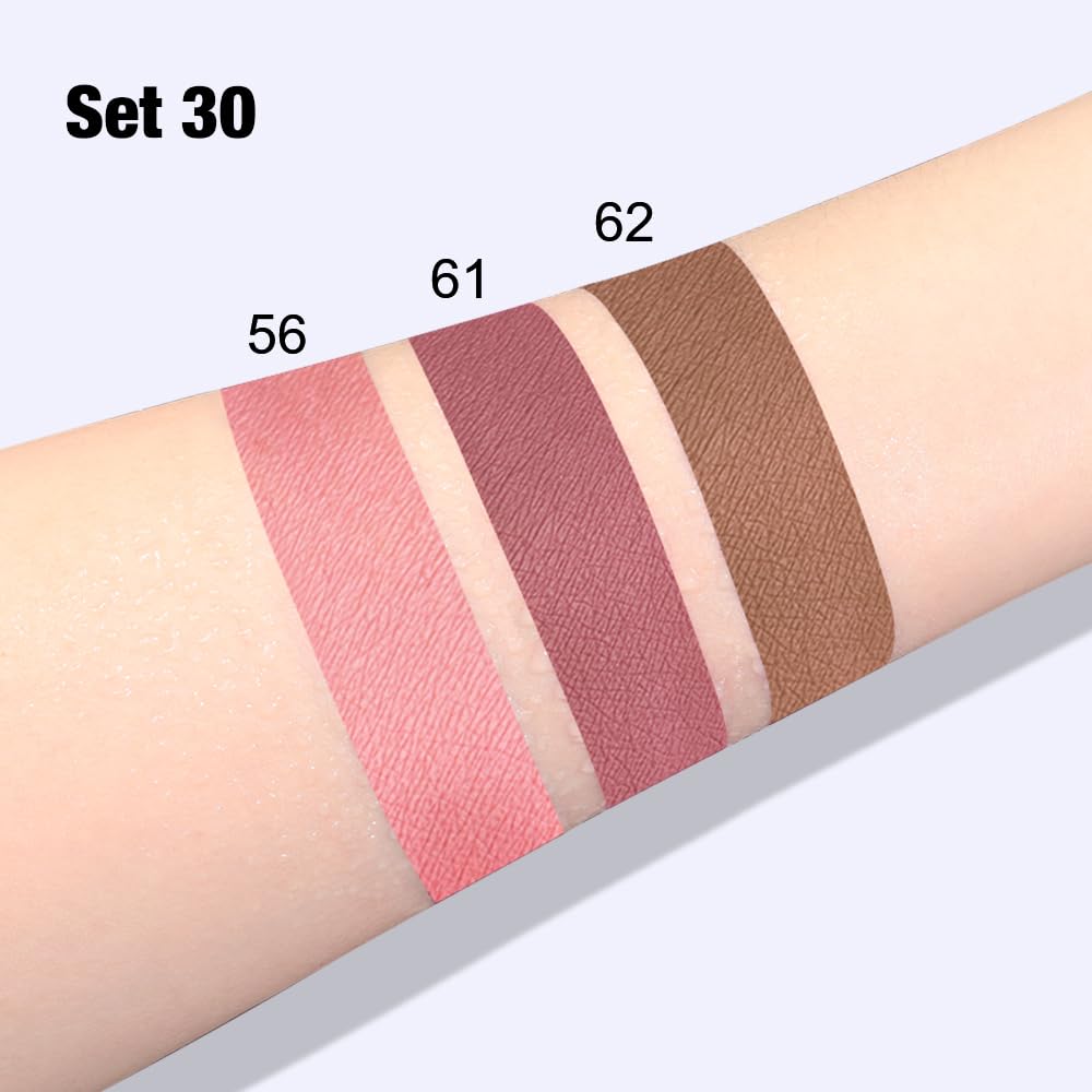 evpct 3Pcs Light Neutral Nude Matte Liquid Lipstick Lip Stain Sets for Women, Matte Lipstick Long