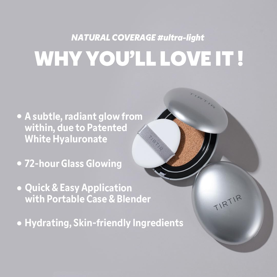 [*Mini Size*] TIRTIR Aura Glow Silver Cushion | Korean Cushion Foundation, (#27C Cool Beige, 0.15