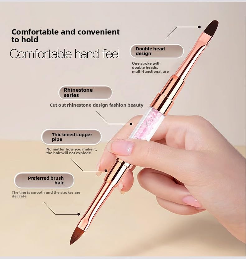 6pcs Double-Ended Nail Art Brushes Set - Professional Nail Design Tools for Acrylic & Gel Nails Gel