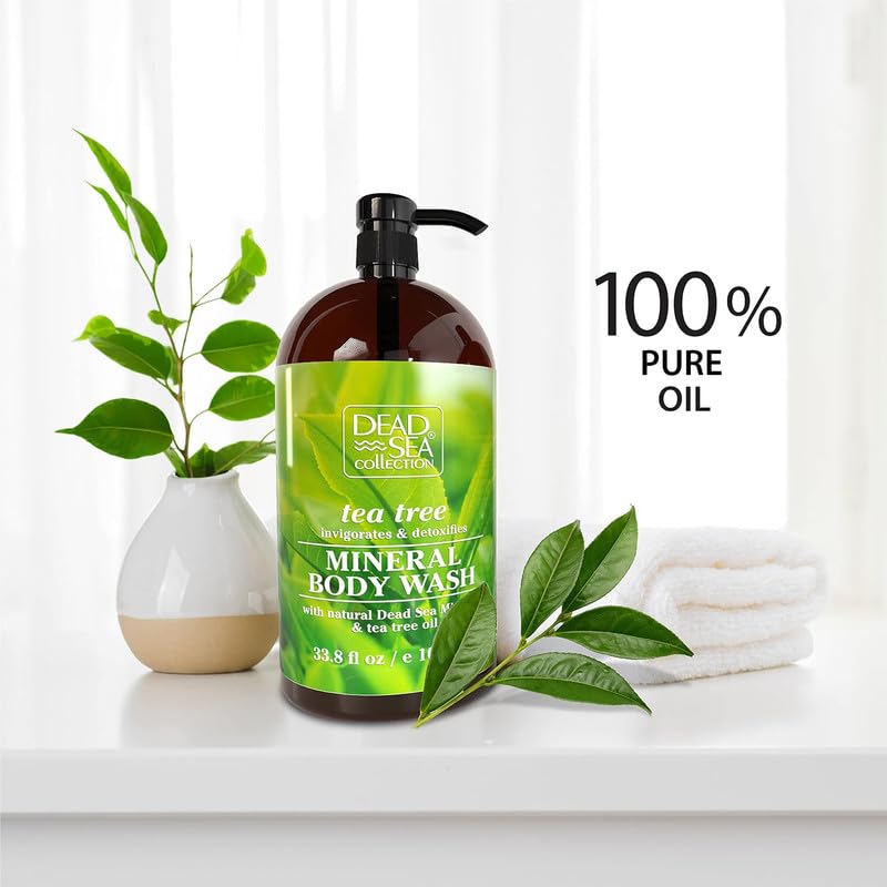 Dead Sea Collection Tea Tree Body Wash for Women and Men - with Pure Dead Sea Minerals and Tea Tree