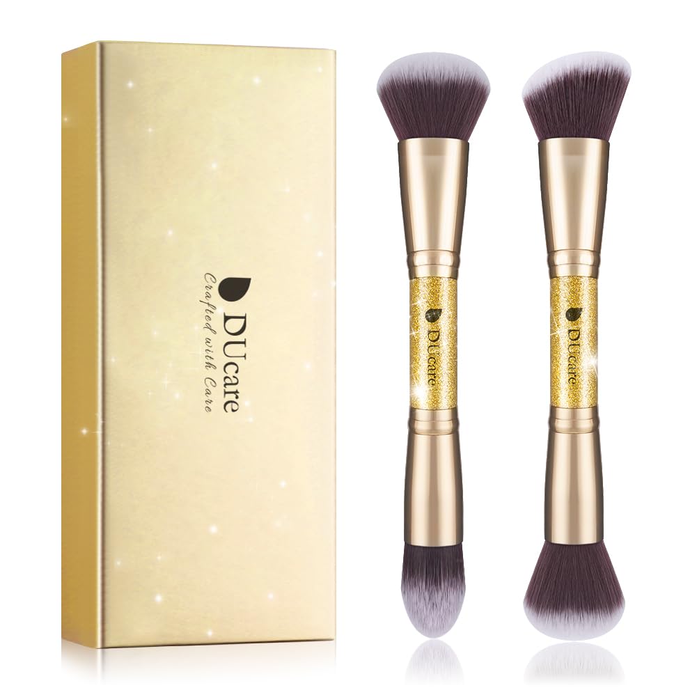 DUcare Makeup Brushes Duo End Foundation Powder Buffer and Contour Brush Synthetic Cosmetic Tools