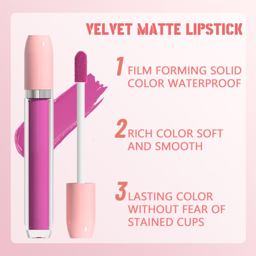 BINGBRUSH Super Matte Longwear No-Budge Stay On Smudge Proof Liquid Lipstick Long Lasting Makeup