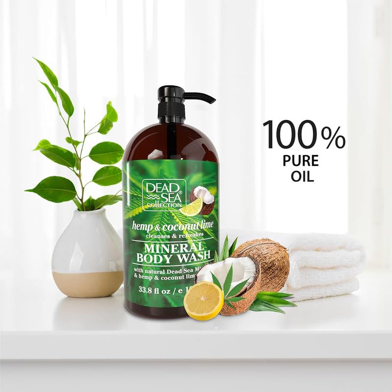 Dead Sea Collection Hemp & Coconut Lime Body Wash for Women and Men – with Pure Dead Sea Minerals