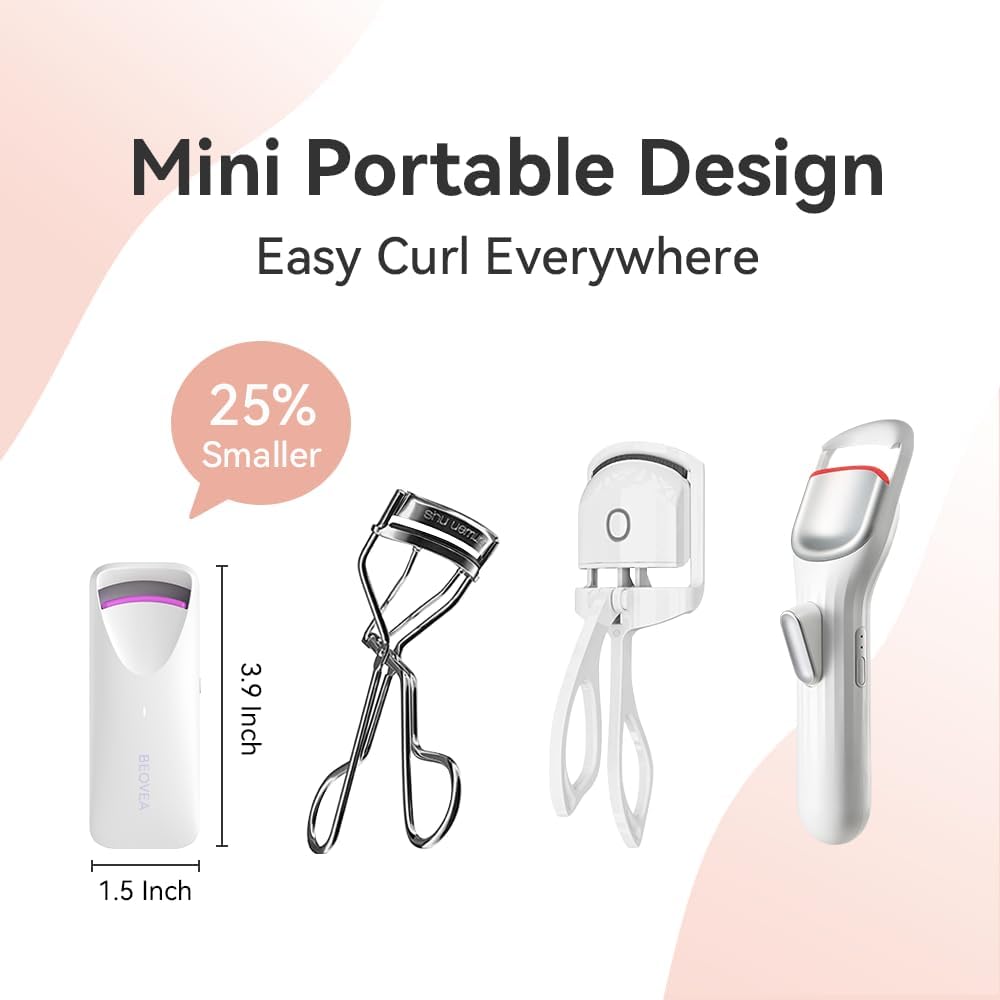 Heated Eyelash Curler – Fast 8-Second Heat for Long-Lasting Curls – Portable Rechargeable Heated