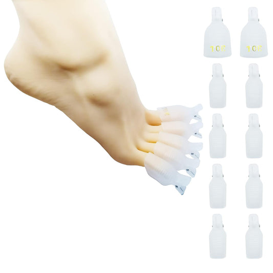 (10 Pcs White Toenail) Plastic Acrylic Nail Art Soak Off Cap Clip UV Gel Polish Remover Wrap Tool