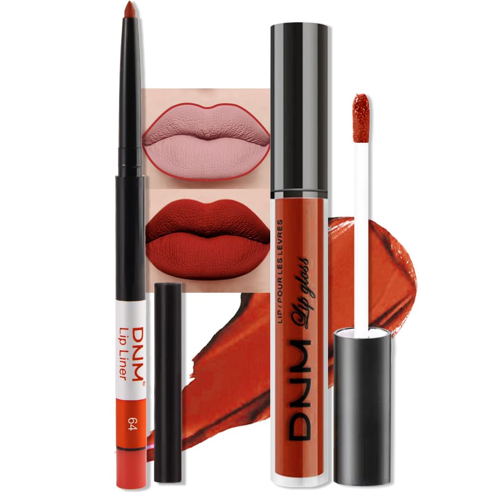 evpct 2Pcs Vivid Red Matte Lip Liner and Lipstick Combo Set for Women, Red Lip Combo Set Liquid