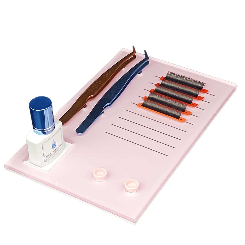 Grafting False Eyelash Acrylic Extension Pallet, Eyelash Extension Glue Tweezers Plate Pad Makeup