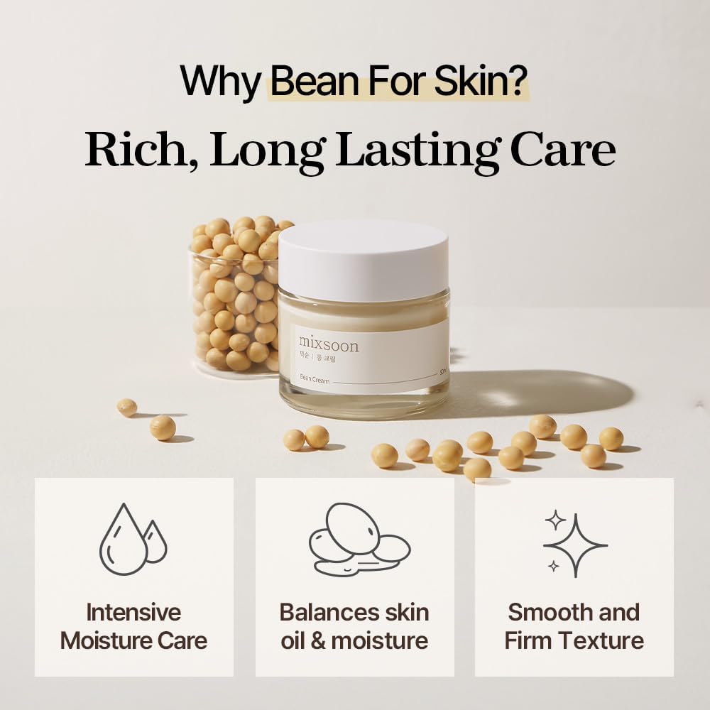 mixsoon Bean Cream - Intensive Moisture Face Cream For Smooth, Nourished Skin, Pore & Sebum Care