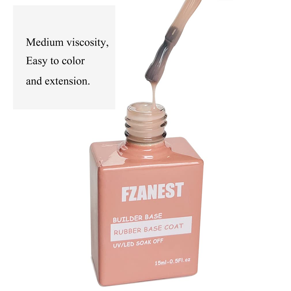 FZANEST Natural Nude Builder Gel For Nails, 15ml Rubber Builder Base Jelly Color Gel Polish Rubber