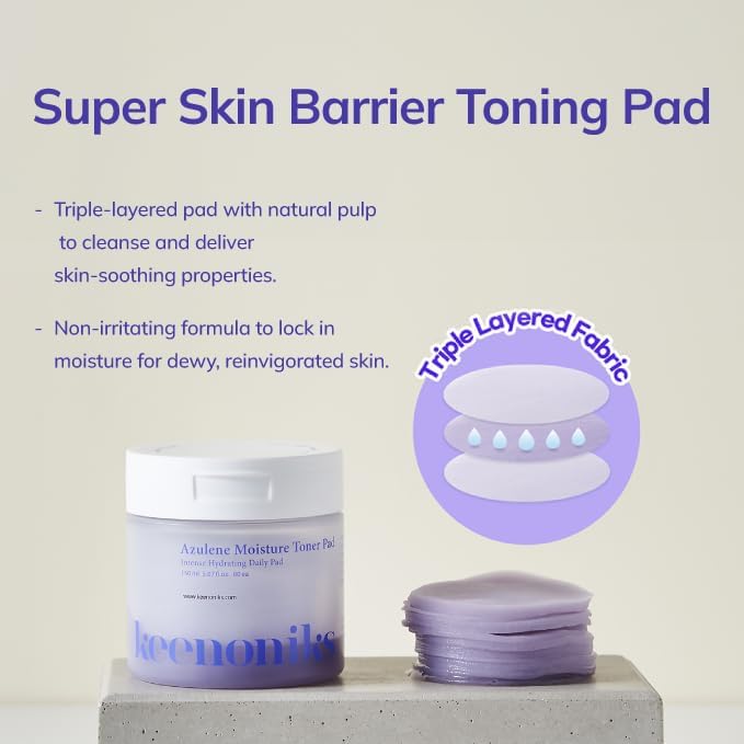 Azulene Moisture Toner Pad - Anti-flammatory & Hydrating Facial Pad with Chamomile Extract