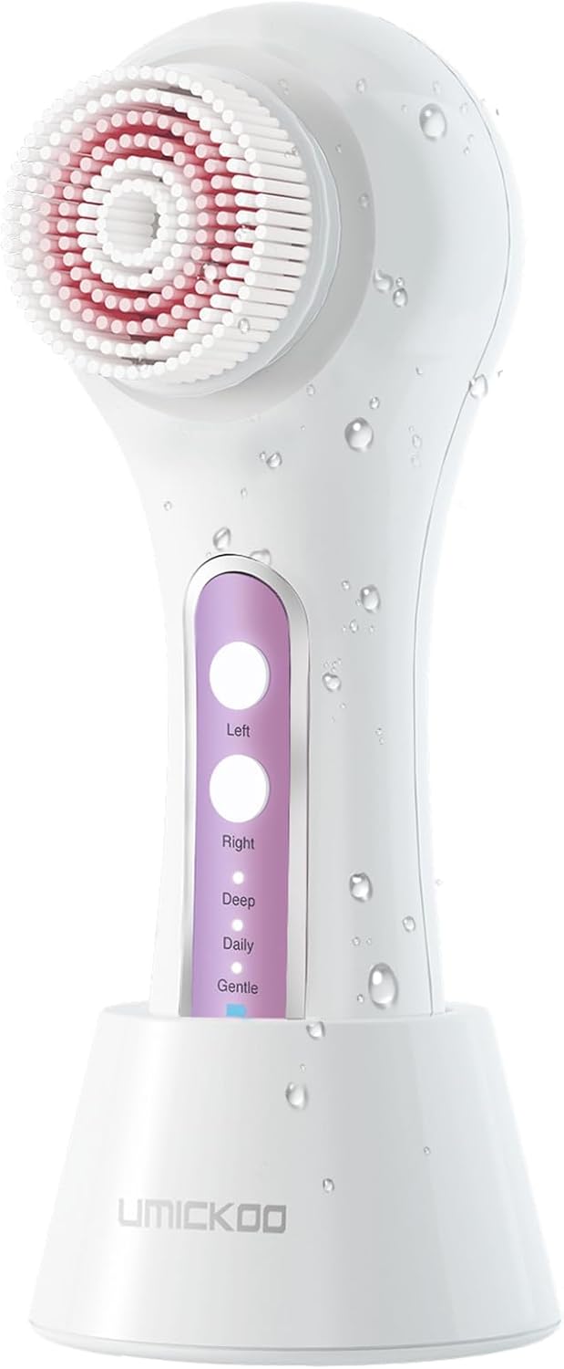 Face Scrubber Exfoliator,Facial Cleansing Brush Rechargeable IPX7 Waterproof with 5 Brush