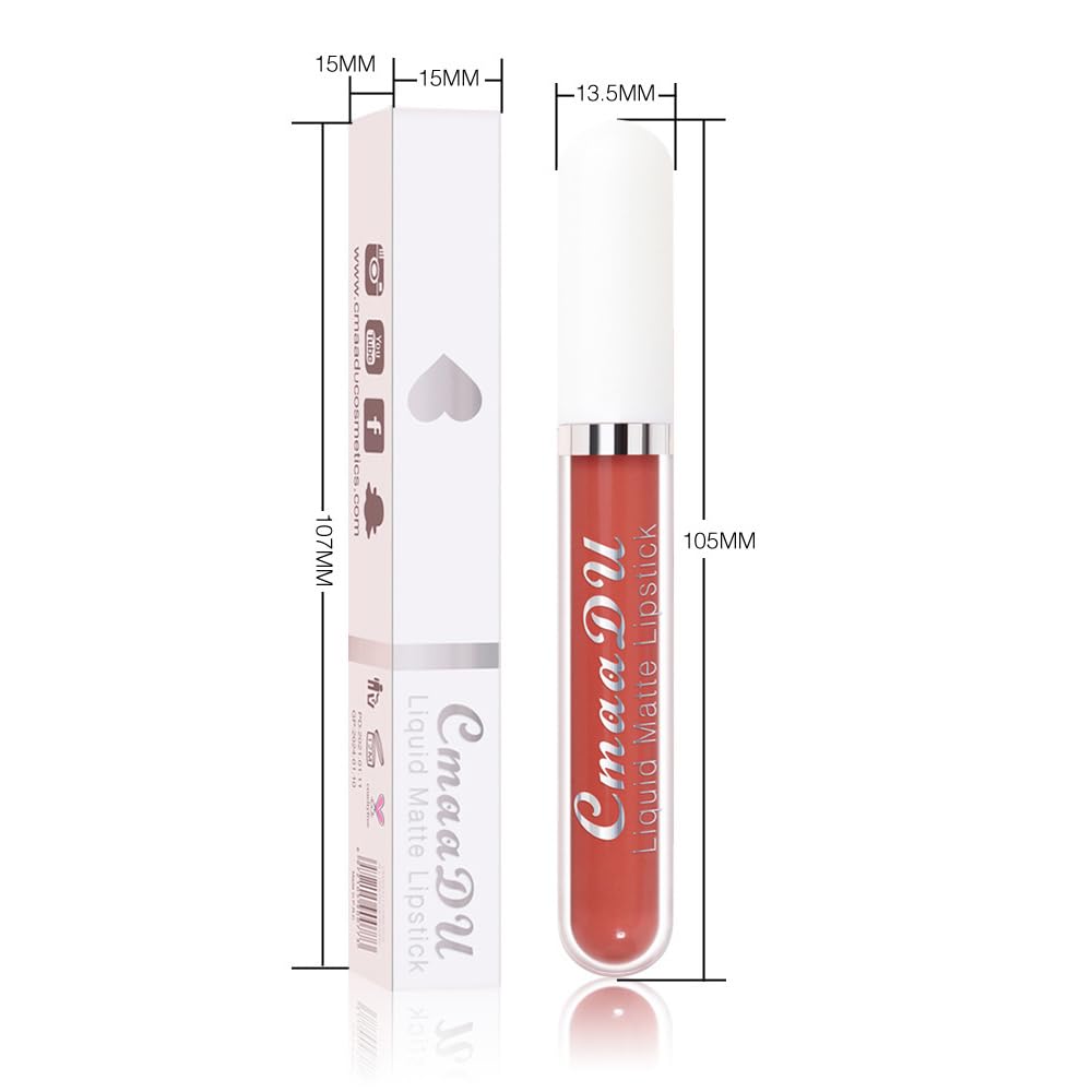evpct 1Pcs Nude Pink Liquid Matte Lipstick Lipgloss Set for Women, labiales mate 24 horas
