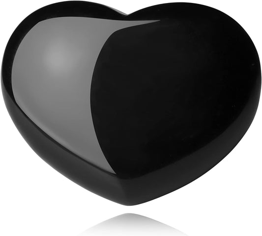 1.8" Large Heart Crystal Stone Black Obsidian Healing Crystals Smooth Gua Sha Meditation Yoga Worry