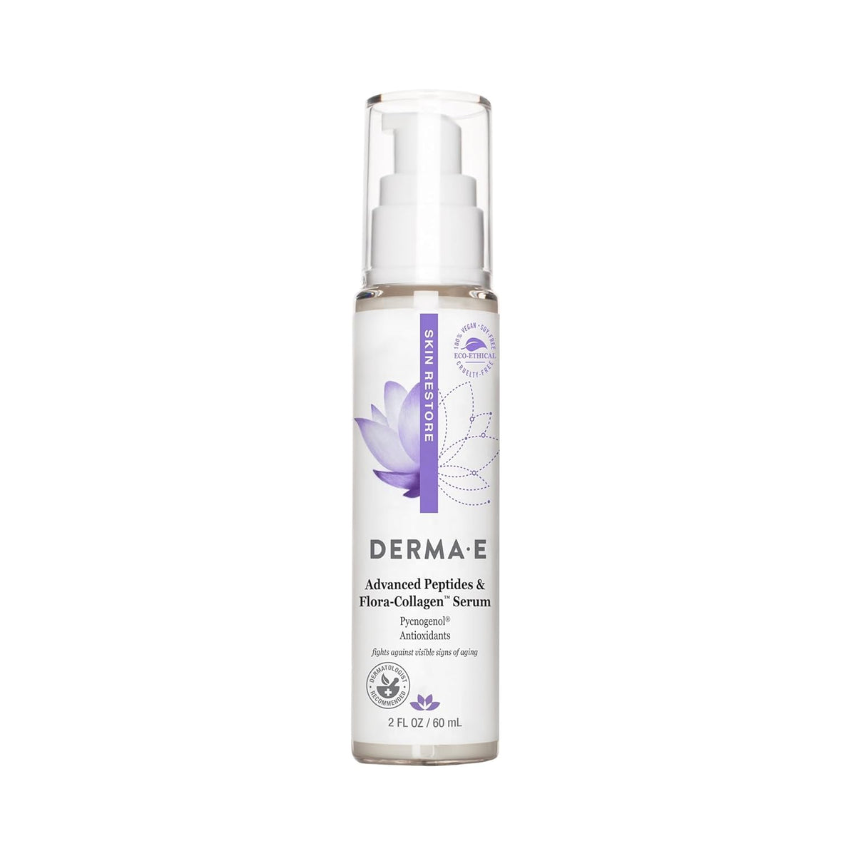 DERMA E Advanced Peptides and Vegan Flora-Collagen Serum – Double Action Collagen Face Cream with