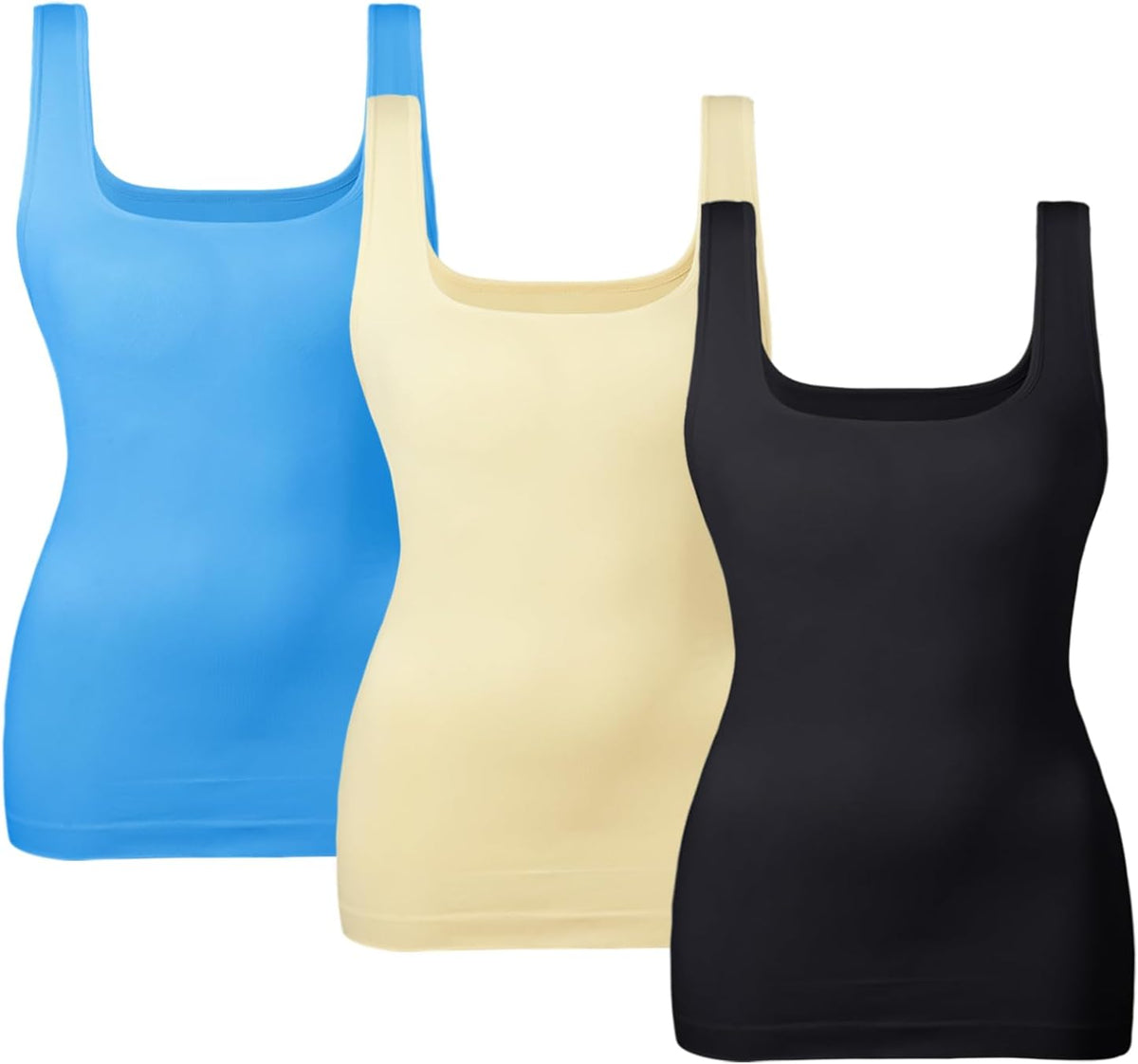 EUYZOU Women's Tummy Control Shapewear Tank Tops Seamless Square Neck Compression Tops Slimming