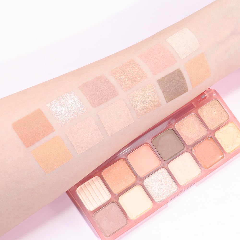 AMY'S DIARY 12Color Light Pink Purple Eyeshadow Palette, Long-Lasting, and Highly Pigmented.