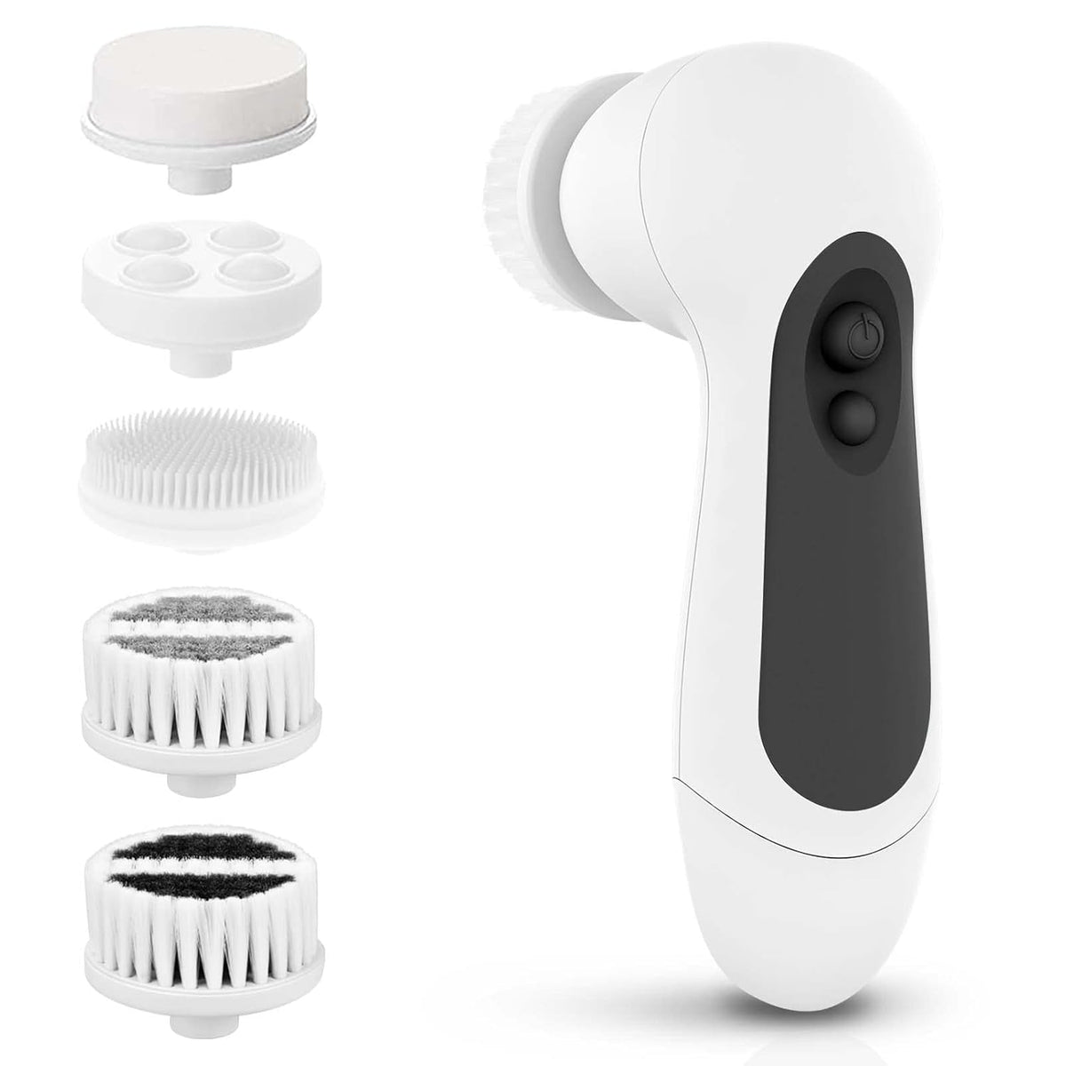 Waterproof Facial Cleansing Spin Brush Set with 5 Exfoliating Brush Heads - Electric Face Scrubber