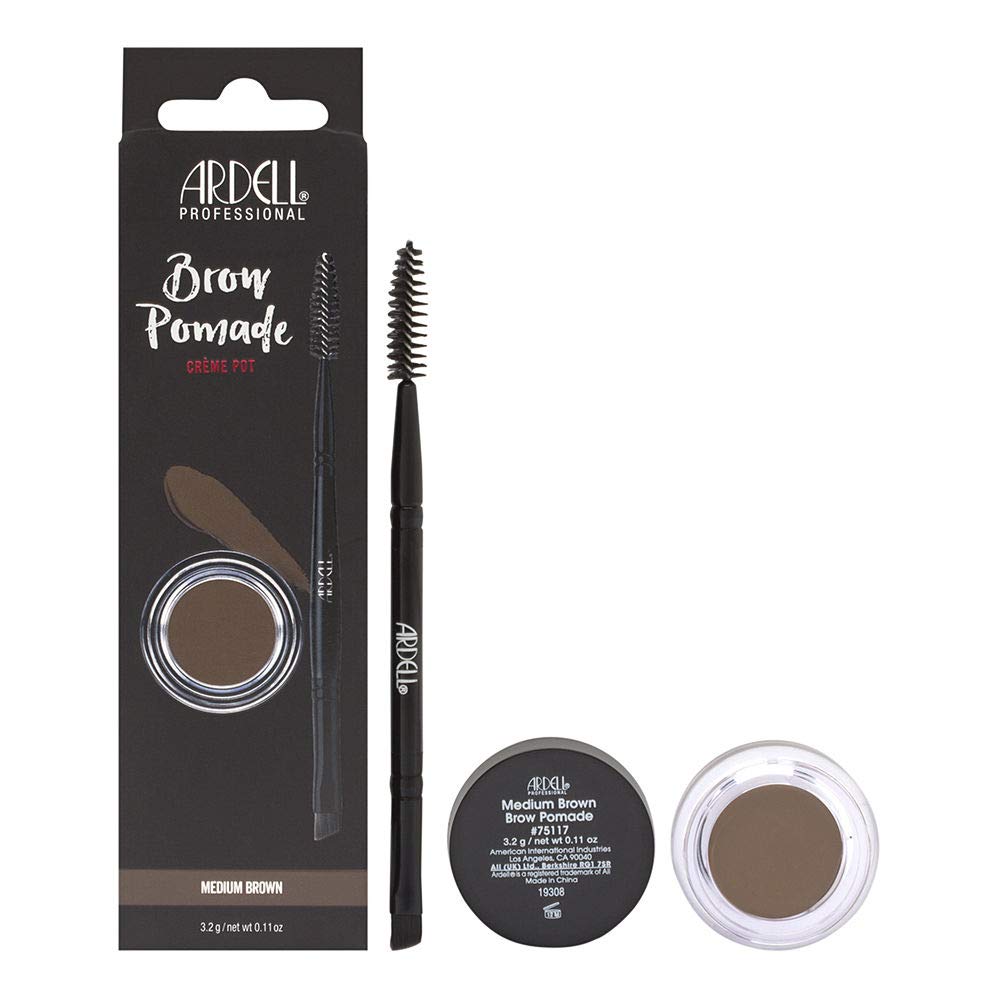 Ardell Brow Pomade - Medium Brown, Smudge-Proof Long-Lasting Eyebrow Makeup, with Dual-Ended
