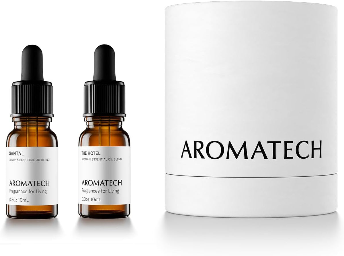 AromaTech Santal & The Hotel Set | Gift Set of Aroma Diffuser Essential Oils Blend of Santal