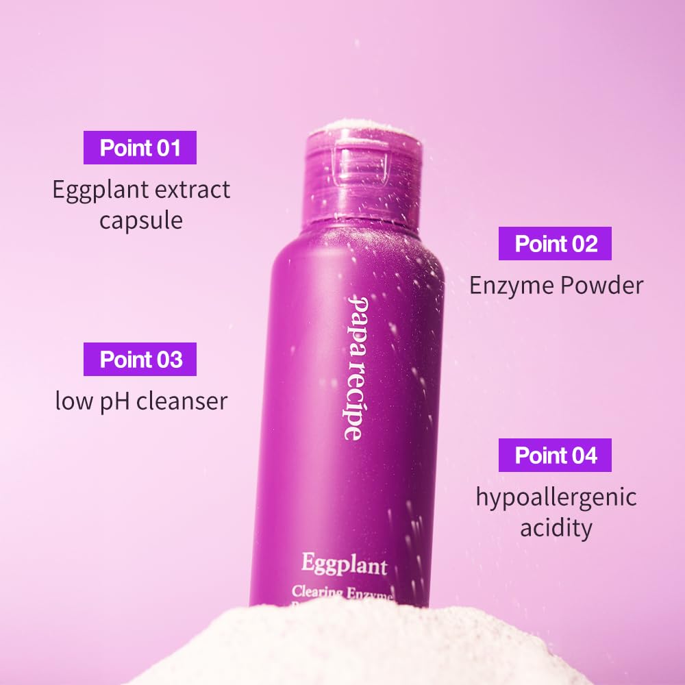 Papa Recipe Eggplant Enzyme Powder Cleanser – Triple Exfoliation with AHA, BHA, PHA – Low pH Korean
