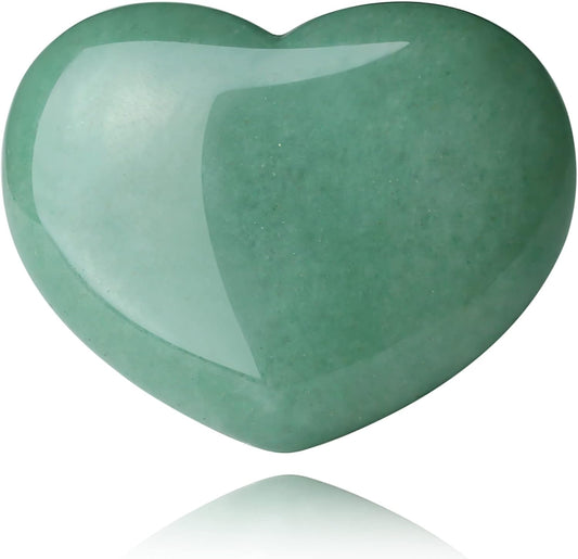 1.8" Large Heart Stone Green Aventurine Healing Crystals Stones Pocket Meditation Palm Worry