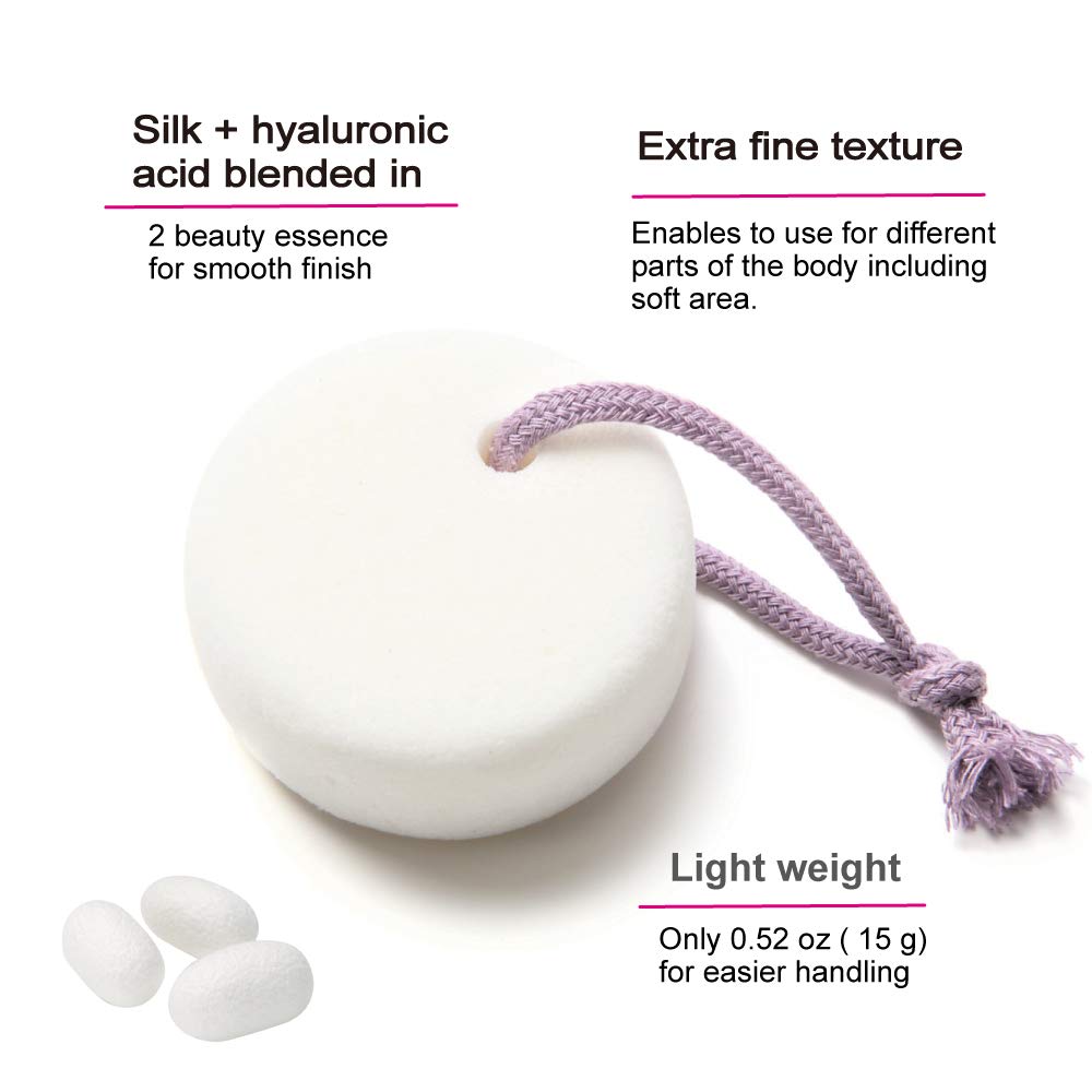 Pumice Stone for Feet, Body, Hands [Made in Japan] Silk or Charcoal Plus Hyaluronic Acid Essence