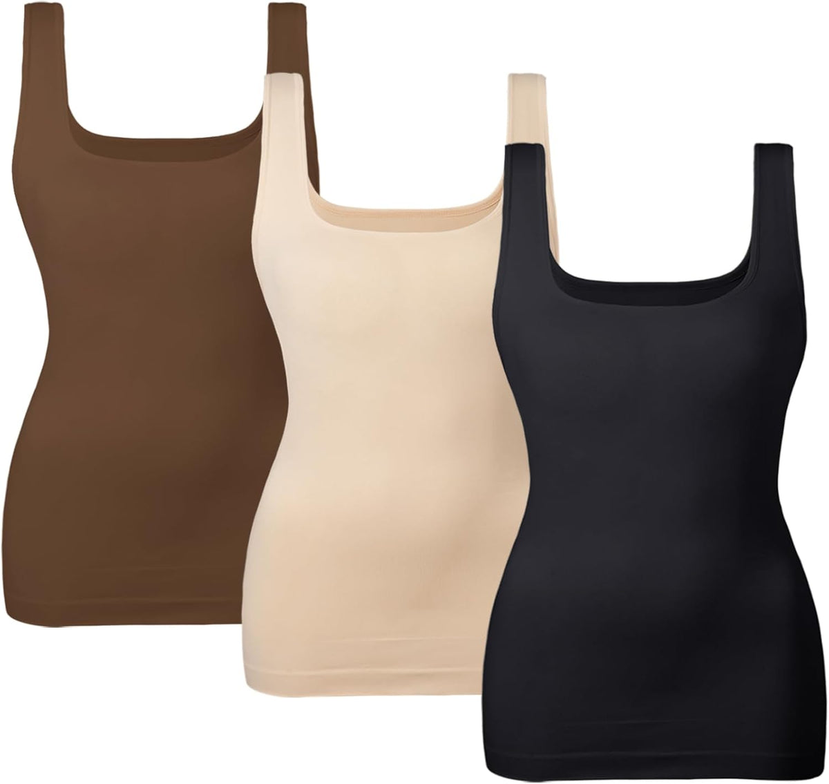 EUYZOU Women's Tummy Control Shapewear Tank Tops Seamless Square Neck Compression Tops Slimming