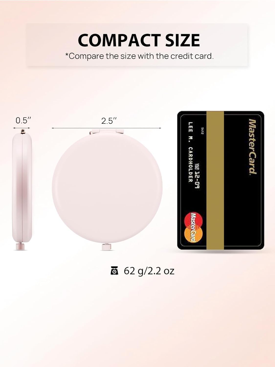 Compact Mirror Bulk, Set of 2 Double-Sided 1X/2X Magnifying Purse Pocket Makeup Mirrors(Round, Pink