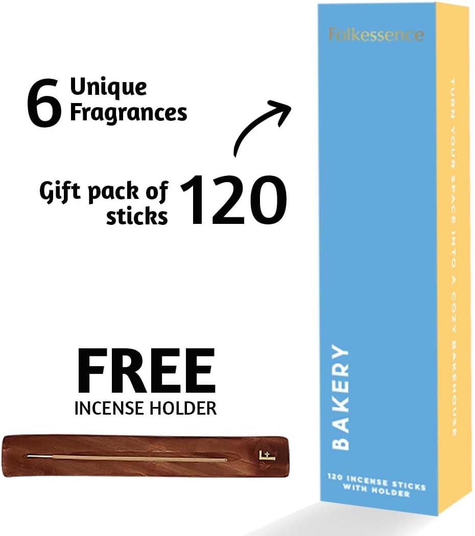 Folkulture Incense Sticks with Holder for Gift | Set of 6 (120) Non Toxic Fall Incense Sticks with
