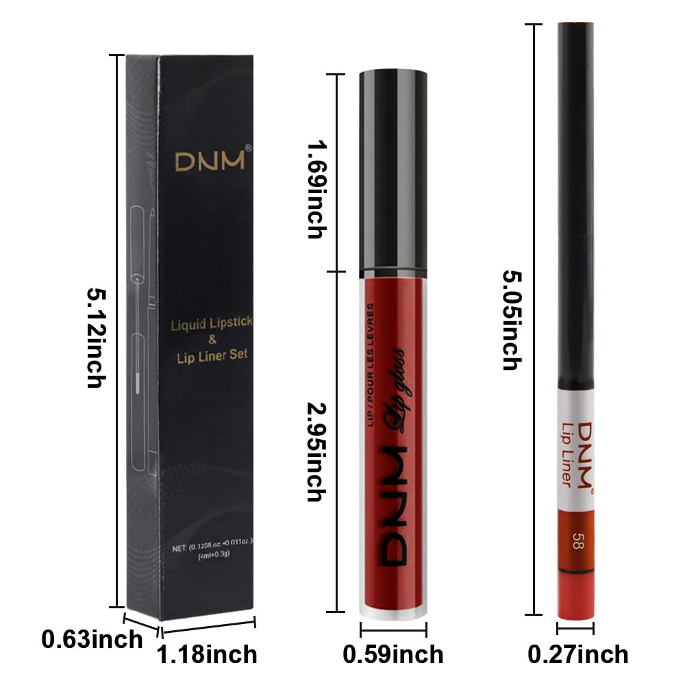 evpct 2Pcs Ruby Red Matte Lip Liner and Lipstick Combo Set for Women, Ruby Red Lip Combo Set Liquid