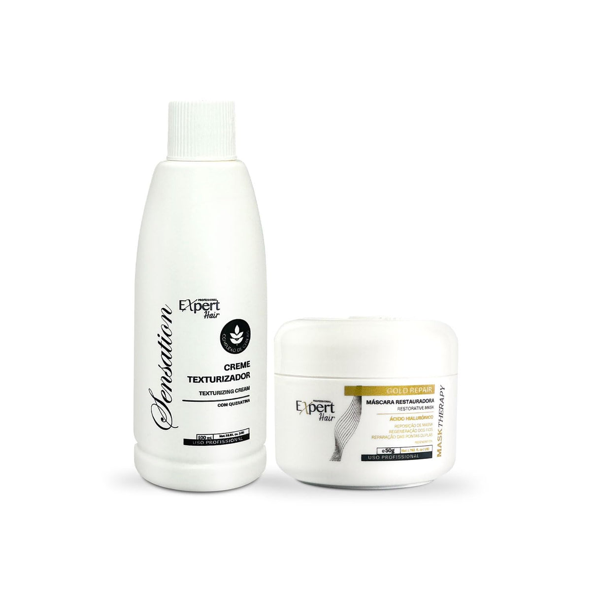 Expert Hair Sensation Straightening & Smoothing Kit :Texturizing Cream + Gold Repair Mask for