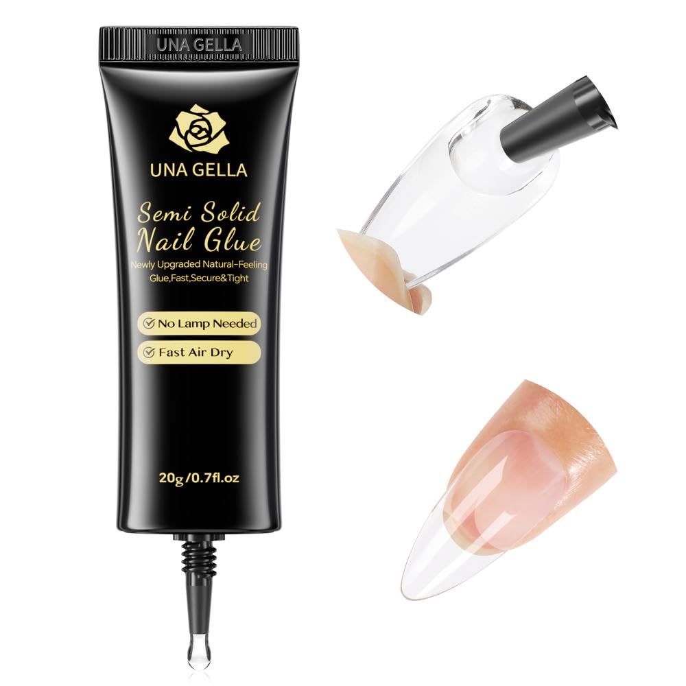 UNA GELLA Super Strong Nail Glue for Press On Nails: 20g, Soft Gel Nail Tips No Lamp Need