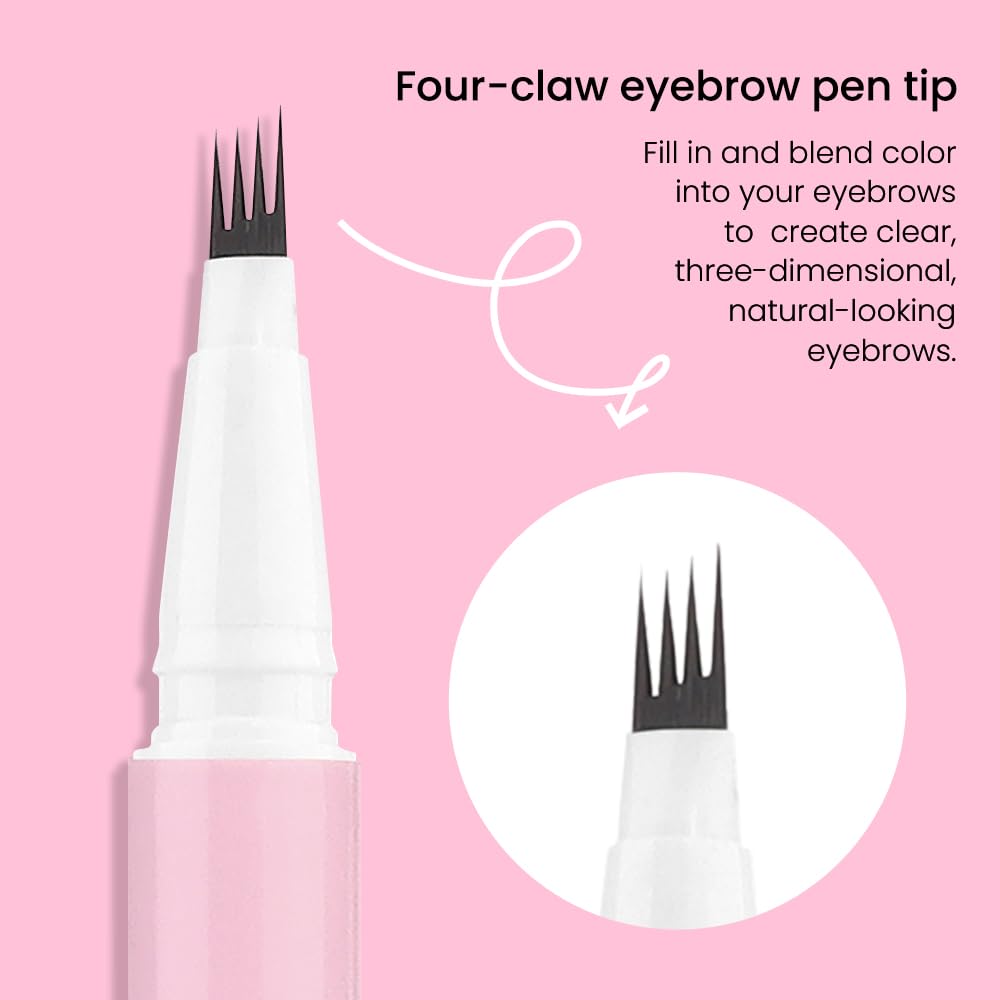 evpct 1Pcs Midium Brown Magic Microblading Eyebrow Contouring Pen Brow Pencil, with 4 Brush