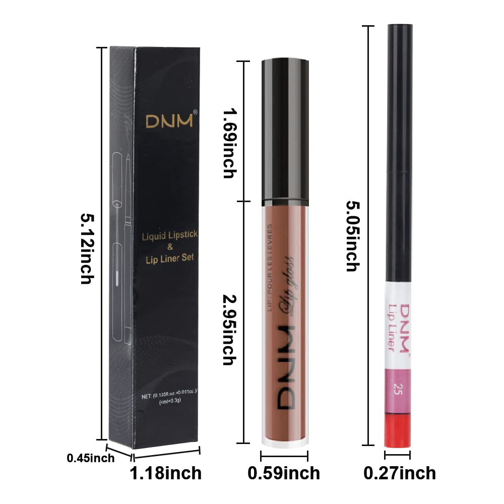 evpct 2Pcs Medium Brown Beige Lip Liner and Matte Lipstick Makeup Sets Vegan Lipstick Lip Liner and